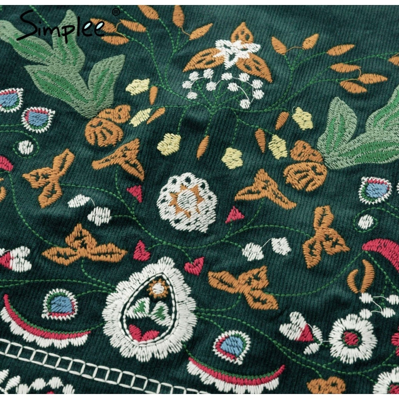 Embroidered Tribal miini skirt - Dark Green