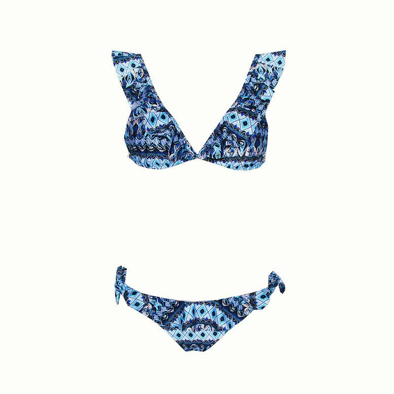 blue boho print bikini