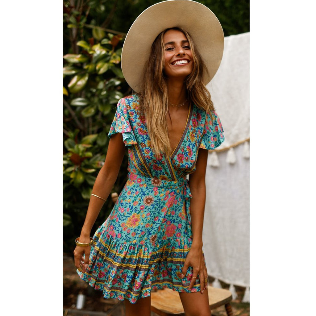 Multi Printed Ruffle Mini Dress Multi Printed Ruffle Mini Dress