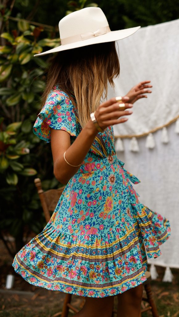 Multi Printed Ruffle Mini Dress
