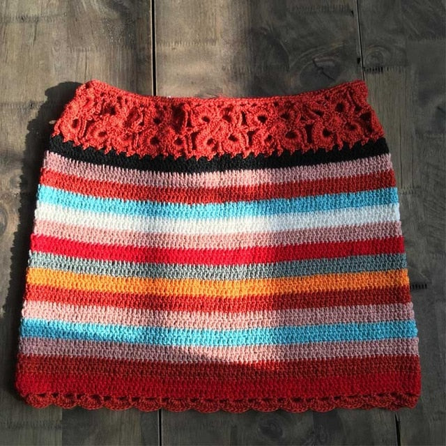 Stripe mini Crochet Skirts
