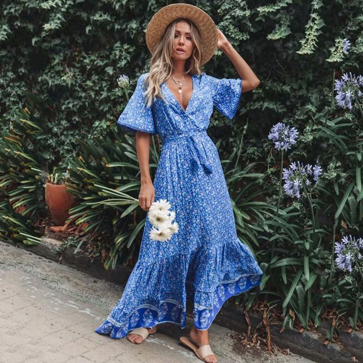 Vintage Ruffle Hem Summer Dress. Love that Boho