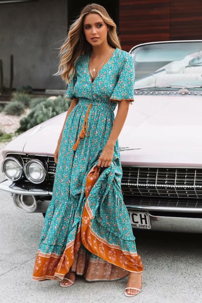 Vintage Multi Print Maxi Dress. Love that Boho | Love that Boho Vintage Multi Print Maxi Dress. Love that Boho | Love that Boho