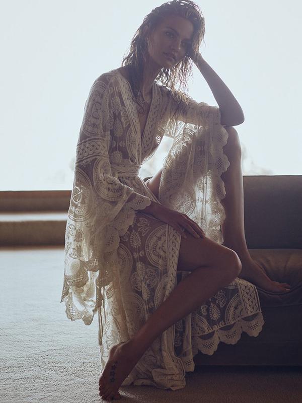 Batwing White Lace Kimono Dress. Love that Boho