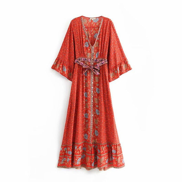 Boho Dress | V-Neck Hippie Dress | Boho Maxi Dress | Love that Boho