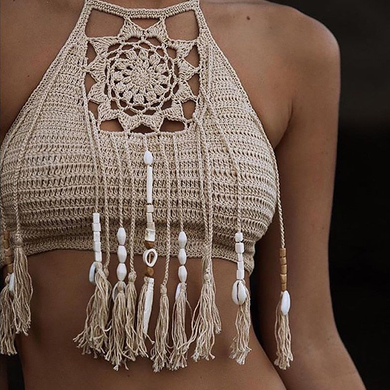 Tassel Crochet Crop / Bikini Top