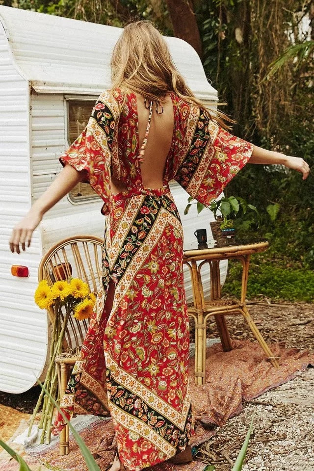 Aesthetic Hippy Style Dresses Reclaimed Vintage Long Sleeve Boho