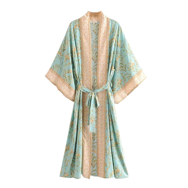 turquoise kimono. boho floral kimono
