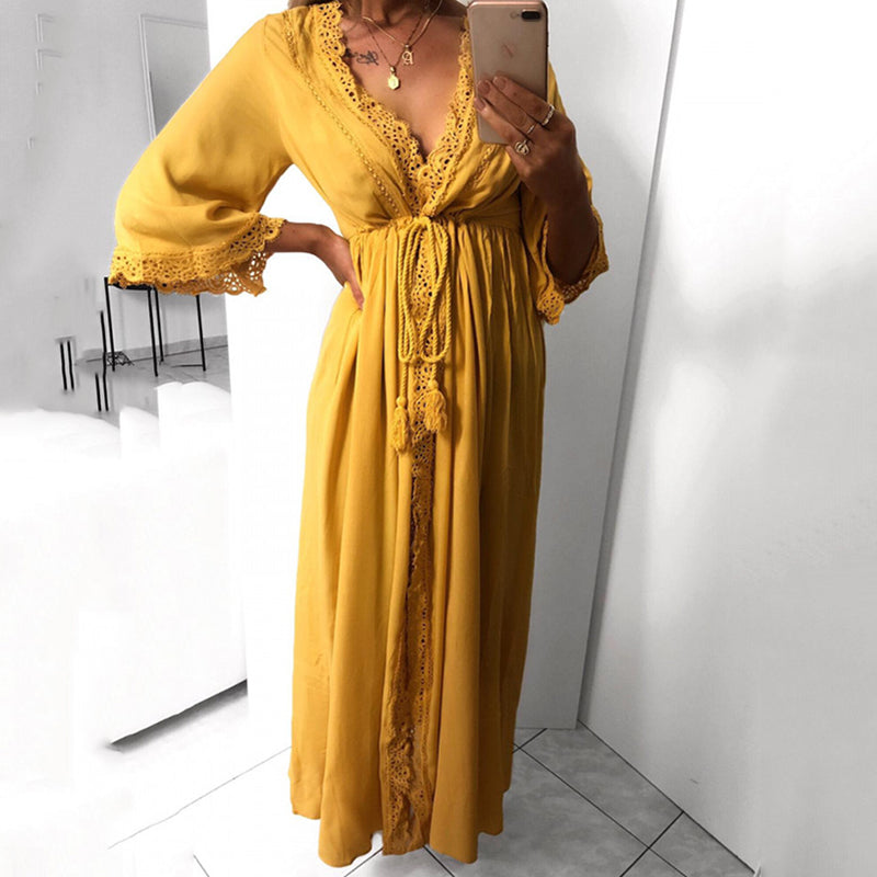 Long Maxi Dress / Cardigan. Khaki or Mustard Yellow | Love that Boho Long Maxi Dress / Cardigan. Khaki or Mustard Yellow | Love that Boho