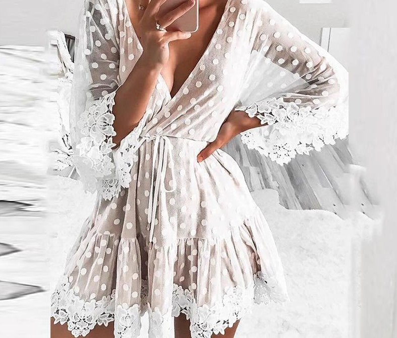 White with Beige Lace Dress. Love that Boho